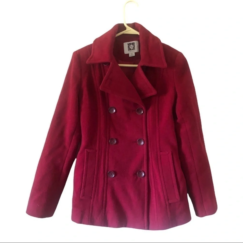 ANNE KLEIN Womens red Peacoat Coat  Size SP